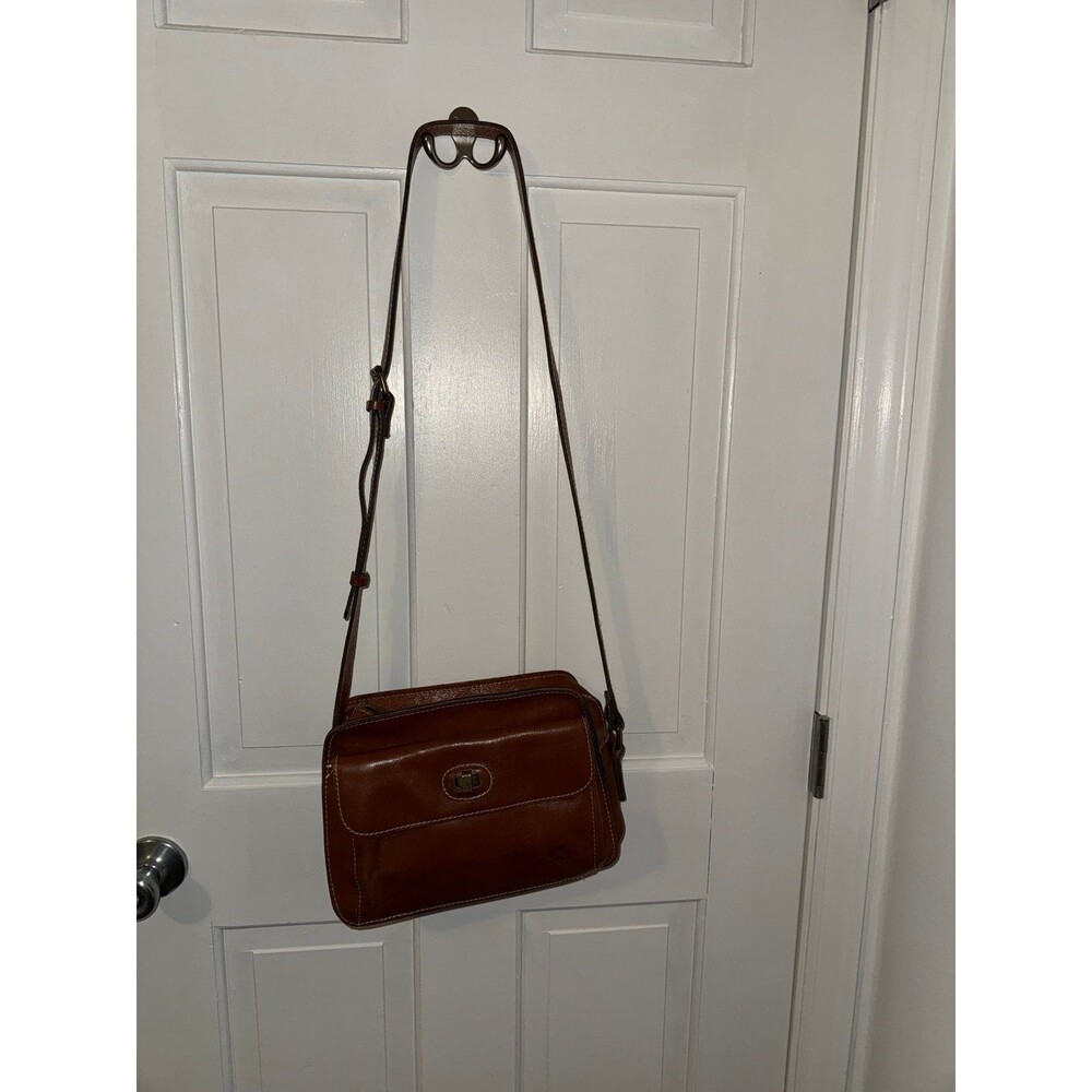 Vintage Patrica Nash Brown Leather Crossbody Shoulder Bag Purse - Picture 1 of 6